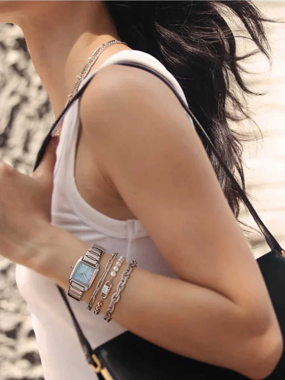 Lola Rose Urban Blue Square Quartzite Jade Watch - Picture 2 of 6